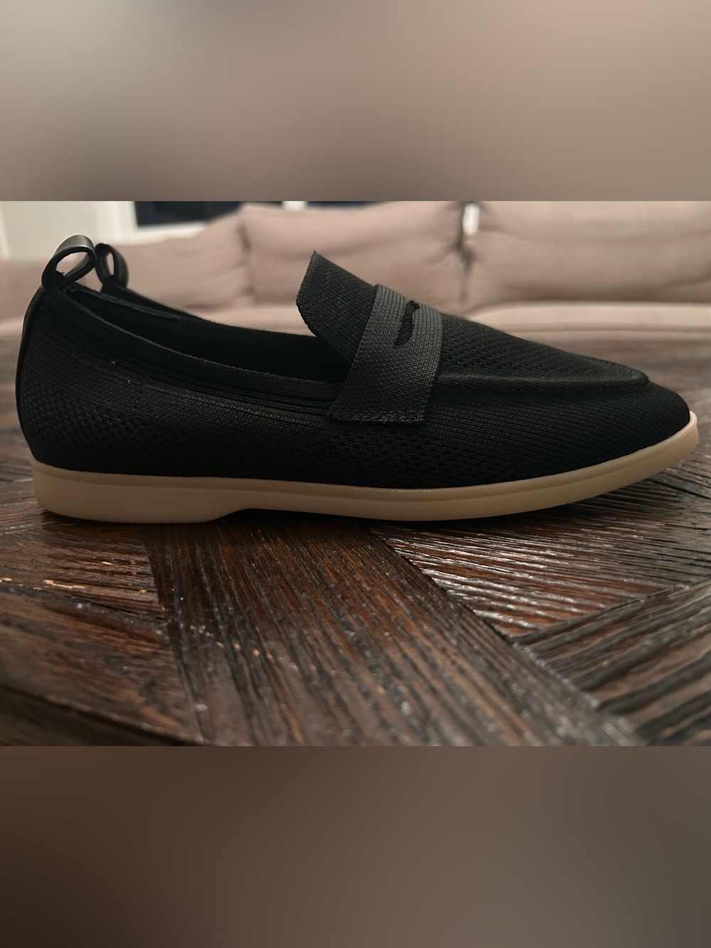 Cushionaire Memory Foam Black Knit Slip-On Penny Loafers, Women’s Size 6
